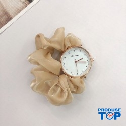 Ceas Dama Elegant cu bratara din funda crem CDGV026