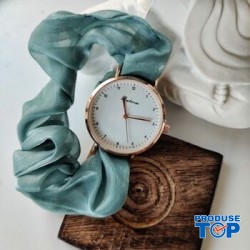 Ceas Dama Elegant cu bratara din funda tuquiose inchis CDGV026