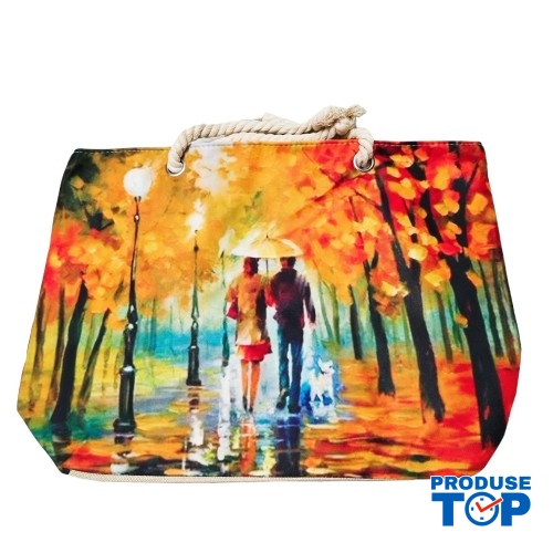 Geanta dama de plaja din material textil cu imprimeu sezon estival GDPJ010