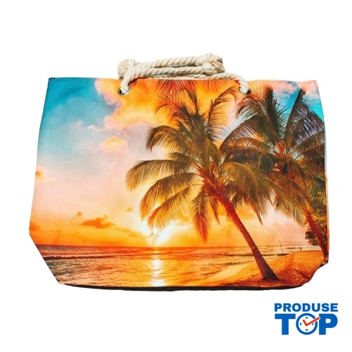 Geanta dama de plaja din material textil cu imprimeu sezon estival GDPJ011