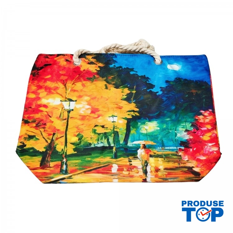 Geanta dama de plaja din material textil cu imprimeu sezon estival GDPJ013