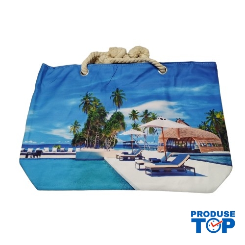 Geanta dama de plaja din material textil cu imprimeu sezon estival GDPJ014