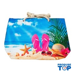 Geanta dama de plaja din material textil cu imprimeu sezon estival GDPJ016