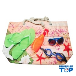 Geanta dama de plaja din material textil cu imprimeu sezon estival GDPJ019