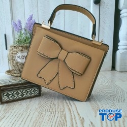 Geanta  fashion din piele eco khaki cu fundita ACGD200