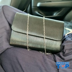 Geanta Eleganta clutch neagra cu bareta din lant detasabila ACGD263 Geanta Eleganta clutch neagra cu bareta din lant detasabila ACGD263