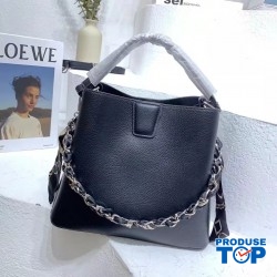 Geanta black dama din piele eco cu bareta din lant cu esarfa decorativa  ACGD296