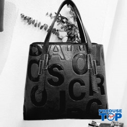 Geanta de dama Office din piele ecologica neagra eleganta cu imprimeu litere ACGD316  Geanta de dama Office din piele ecologica neagra eleganta cu imprimeu litere ACGD316