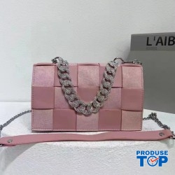 Geanta de dama eleganta office roz din piele ecologica cu disign patrate 3D bareta detasabila si maner zale ACGD324  Geanta de dama eleganta office roz din piele ecologica cu disign patrate 3D bareta detasabila si maner zale ACGD324