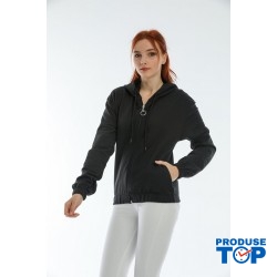 Hanorac Dama gros vatuit negru cu gluga si fermoar HND03