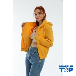 Hanorac Dama gros vatuit galben cu gluga si fermoar HND03