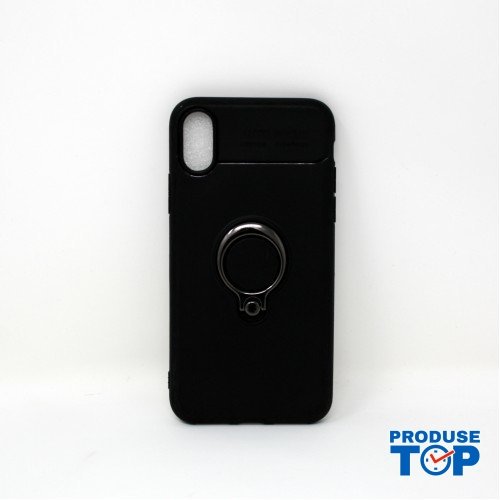 Husa Iphone X/ Iphone XS Neagra cu inel metalic