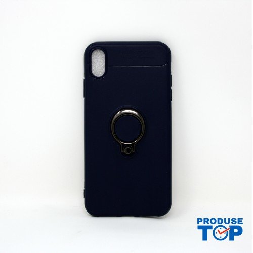 Husa Iphone XS Max Albastra cu inel metalic