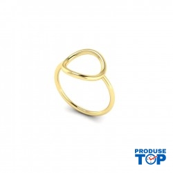 Inel dama din material inoxidabil placat cu aur galben de 14 K rotund INL004