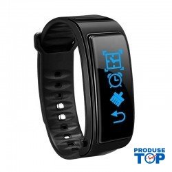 Bratara Fitness Smart neagra cu casca Bluetooth si ritm cardiac Karen SBY3 Plus