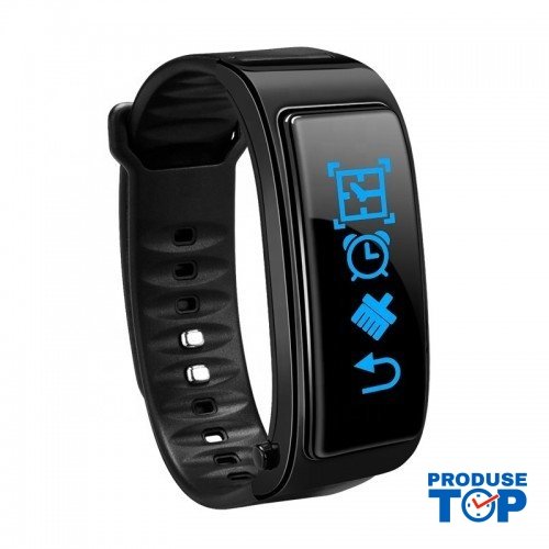 Bratara Fitness Smart neagra cu casca Bluetooth si ritm cardiac Karen SBY3 Plus