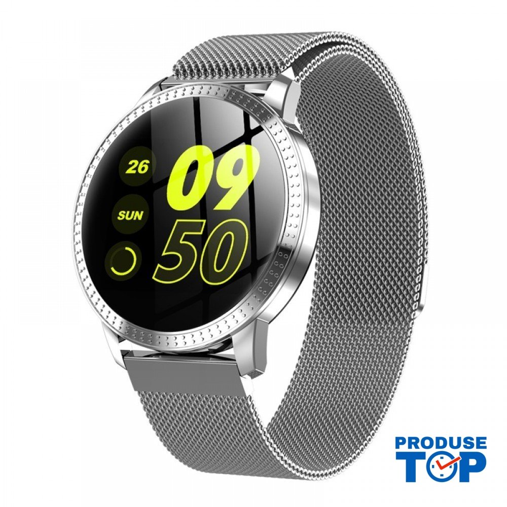 Ceas Smartwatch SUPER PREMIUM cu ecran color Argintiu Karen SWCF18