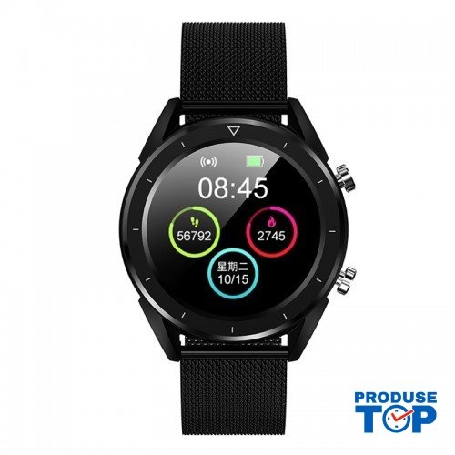 Ceas Smartwatch SUPER PREMIUM Negru cu curea de metal Karen SWDT28