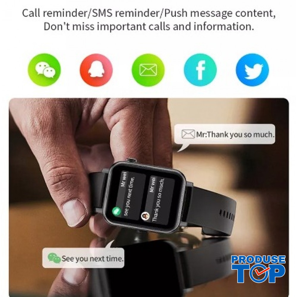 Ceas Smartwatch Touchscreen Unisex Negru Puls Calorii Bluetooth Android IOS SWL17