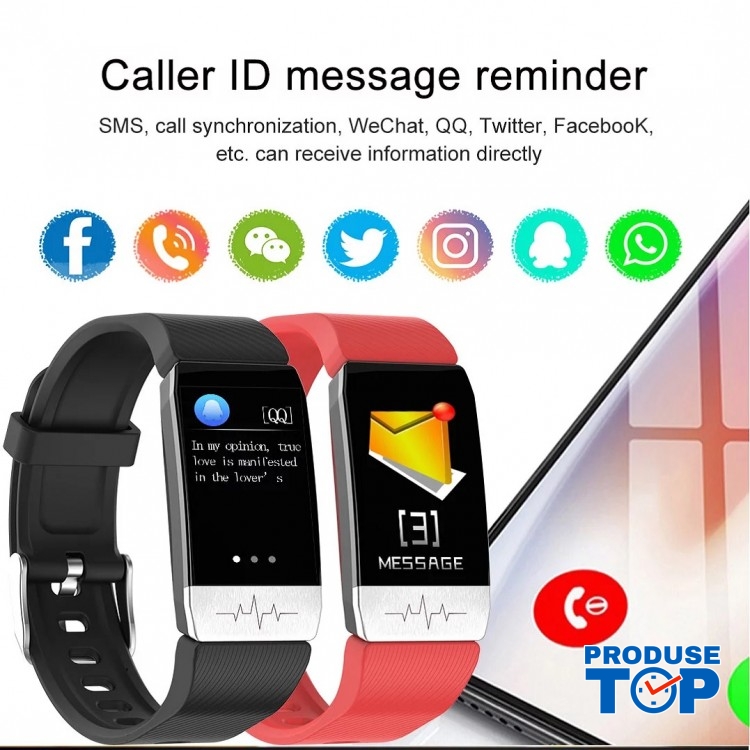 Ceas Smartwatch Touch Screen Rosu cu bluetooth/termometru Karen SWT1S