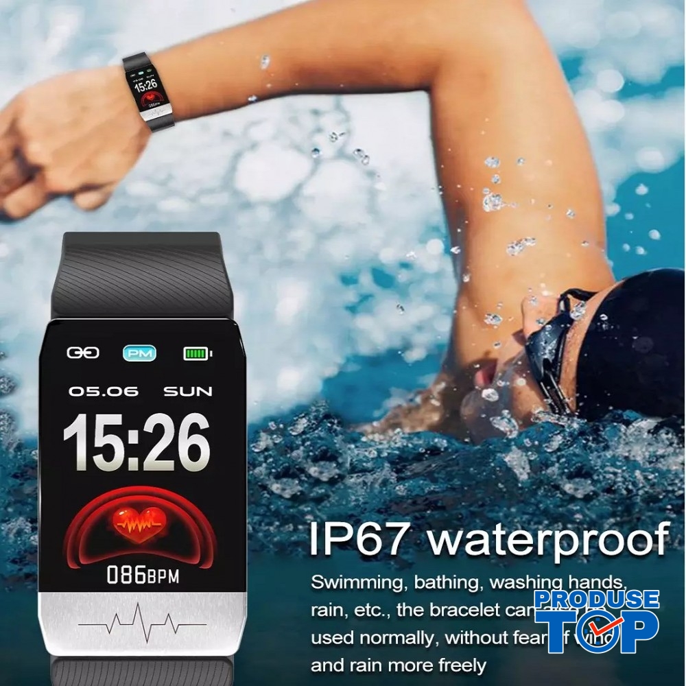 Ceas Smartwatch Touch Screen Negru cu bluetooth/termometru Karen SWT1S