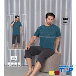 Pijama barbati  batal din 2 piese tricou si pantaloni trei sferturi PJB21