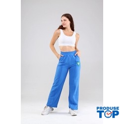 Pantaloni Trening Dama albastri fashion cu talie inalta  PTD05