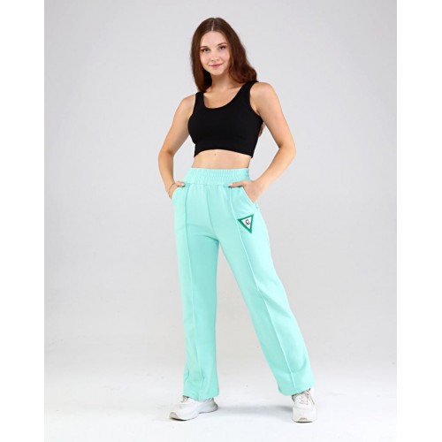 Pantaloni Trening Dama verde deschis fashion cu talie inalta  PTD05