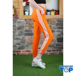 Pantaloni Trening Dama portocalii fashion cu dungi laterale  PTD01 Pantaloni Trening Dama portocalii fashion cu dungi laterale  PTD01