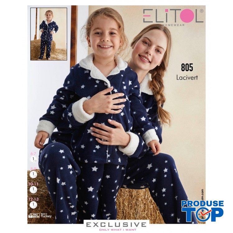 Pijama Fete bleumarin Cocolino  cu stelute albe PJC13