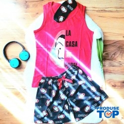 Pijama Dama Rosie cu Masca de dormit, Maiou si Pantaloni Scurti PJD025