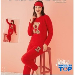 Pijama Cocolino Dama Rosie cu Imprimeu si Masca Somn PJD068