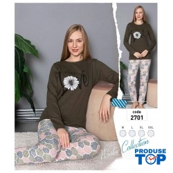 Pijamale dama  vatuita  bluza si pantaloni lungi  PJD078