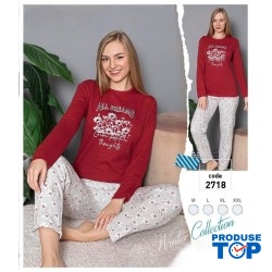 Pijamale dama  vatuita  bluza si pantaloni lungi  PJD078