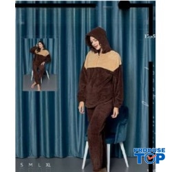 Pijama Cocolino Dama Maro inchis cu gluga PJD104