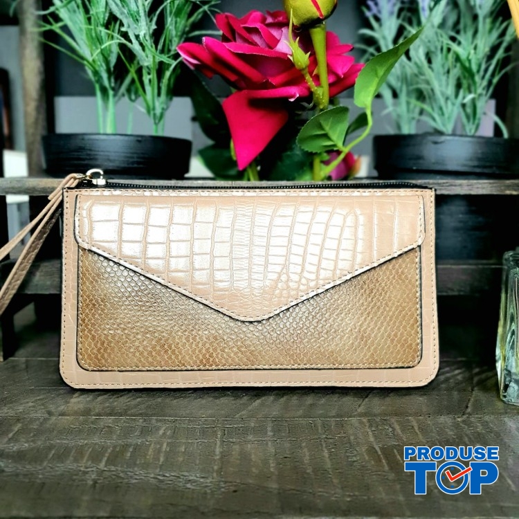 Portofel elegant tip clutch piersica cu buzunar exterior din piele ecologica acpt010 Portofel elegant tip clutch piersica cu buzunar exterior din piele ecologica acpt010