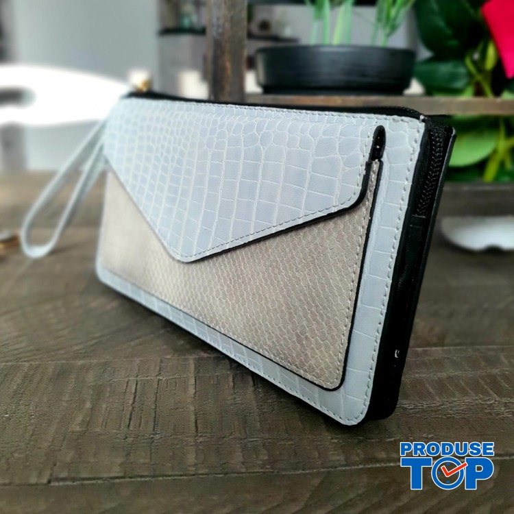 Portofel elegant tip clutch gri cu buzunar exterior din piele ecologica acpt010 Portofel elegant tip clutch gri cu buzunar exterior din piele ecologica acpt010