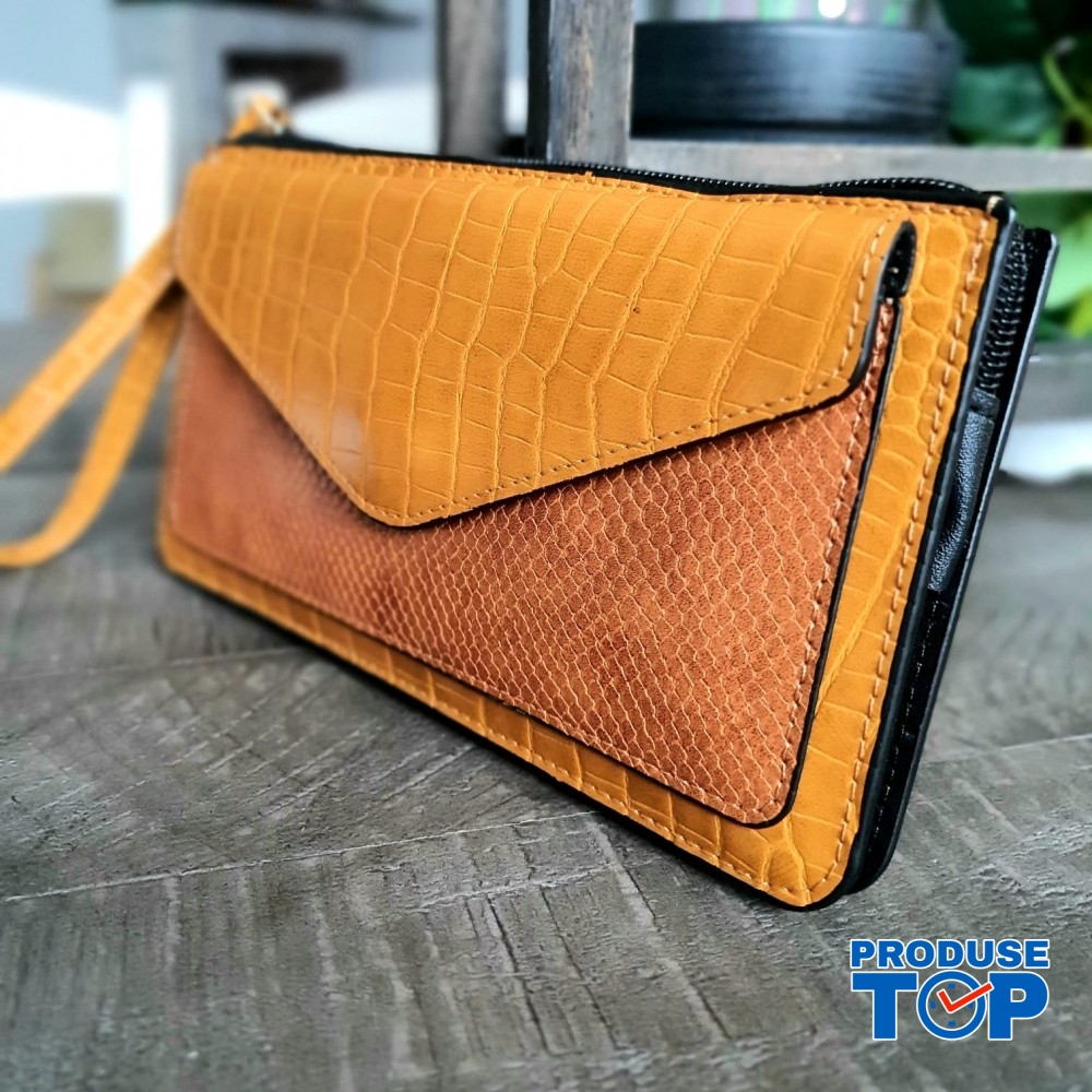 Portofel elegant tip clutch galben cu buzunar exterior din piele ecologica acpt010 Portofel elegant tip clutch galben cu buzunar exterior din piele ecologica acpt010