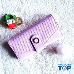 Portofel dama mov din piele ecologica inchidere cu capsa si design romburi ACPT024