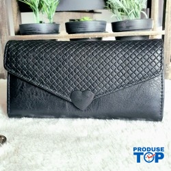 Portofel elegant negru din piele ecologica inchidere cu capsa magnetica ACPT026