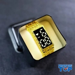 Ceas Unisex Luxury auriu din aliaj si cadran cu afisaj digital CBQZ026