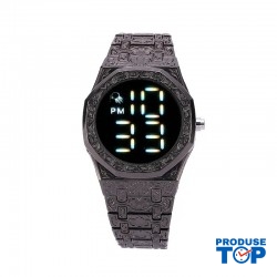 Ceas Barbati Vintage negru din aliaj cadran cu afisaj digital CBQZ027