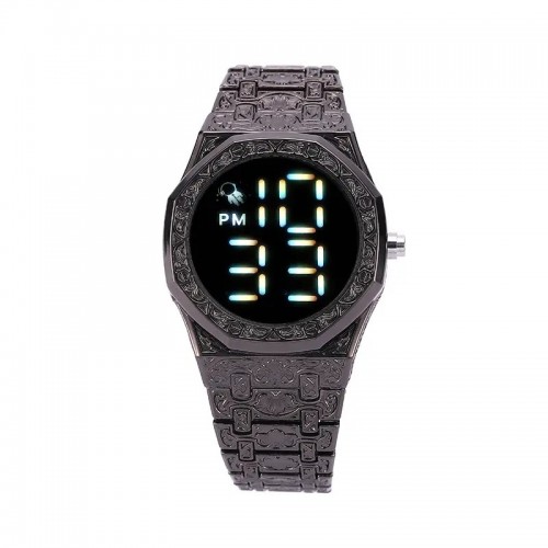 Ceas Barbati Vintage negru din aliaj cadran cu afisaj digital CBQZ027
