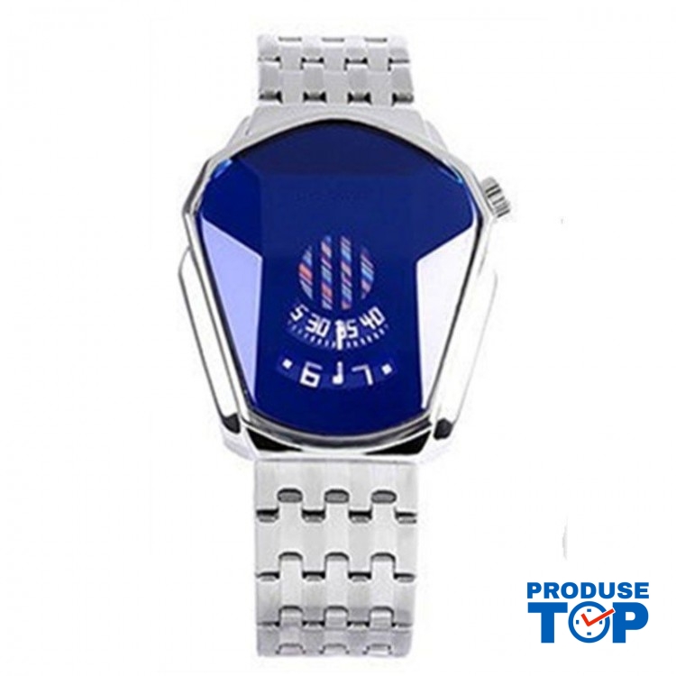 Ceas Barbatesc Sport Fashion Silver Blue cu bratara metalica argintie CBQZ009 Ceas Barbatesc Sport Fashion Silver Blue cu bratara metalica argintie CBQZ009