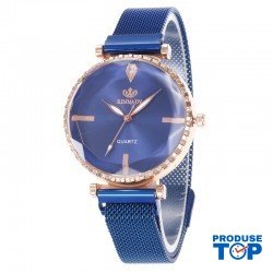 Ceas Dama Albastru cu bratara magnetica Rinnady QUARTZ CDQZ012