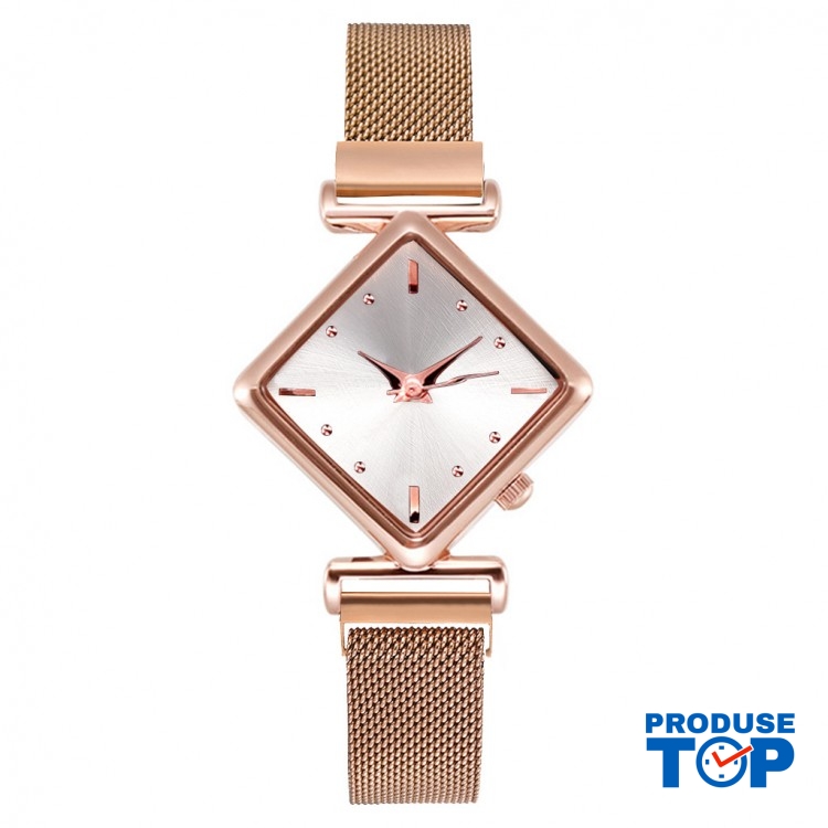 Ceas Dama Elegant Auriu design romb cu bratara metalica QUARTZ CDQZ054 Ceas Dama Elegant Auriu design romb cu bratara metalica QUARTZ CDQZ054