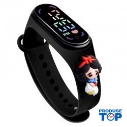 Ceas Copii Printesa cu cadran digital si bratara silicon reglabila Black QUARTZ CDQZ090