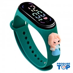 Ceas Copii Printesa cu cadran digital si bratara silicon reglabila Green QUARTZ CDQZ090