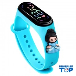 Ceas Copii Printesa cu cadran digital si bratara silicon reglabila Blue QUARTZ CDQZ090