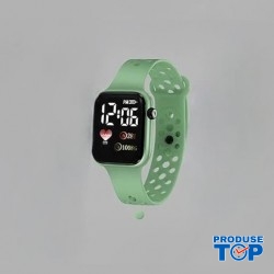 Ceas Electronic Fashion LED Verde deschis cu  bratara silicon CDQZ135